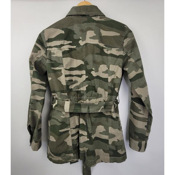 Talbots Jacket Womens Size XS Army Green Camo Utility Button Up Tie Belt Pockets - Picture 2 of 6